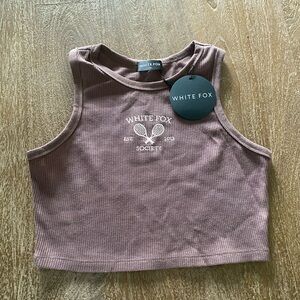 White Fox Boutique Brown Sleeveless Crop Tank Top